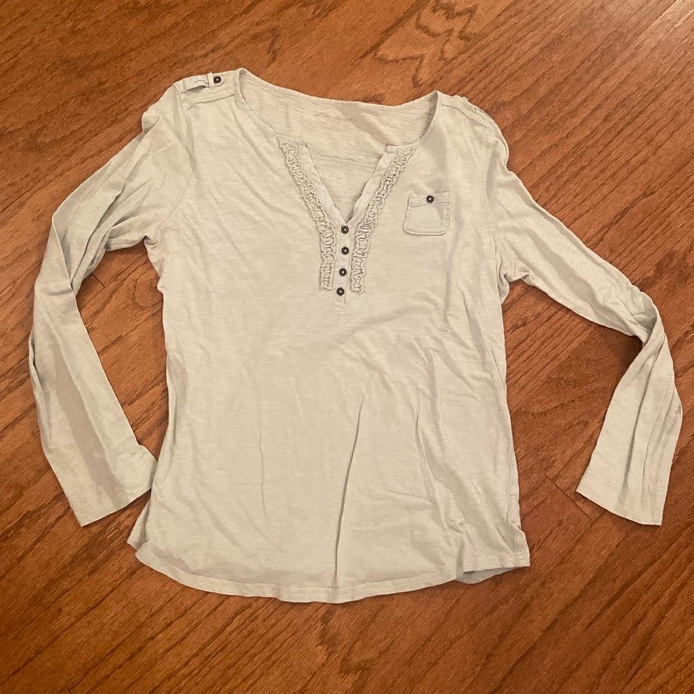 Eddie Bauer size large cotton shirt, green, metal buttons, very soft